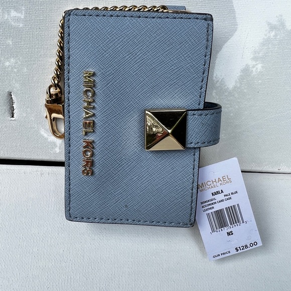 Michael Kors Karla Pale Blue Card Case Leather - Picture 7 of 10